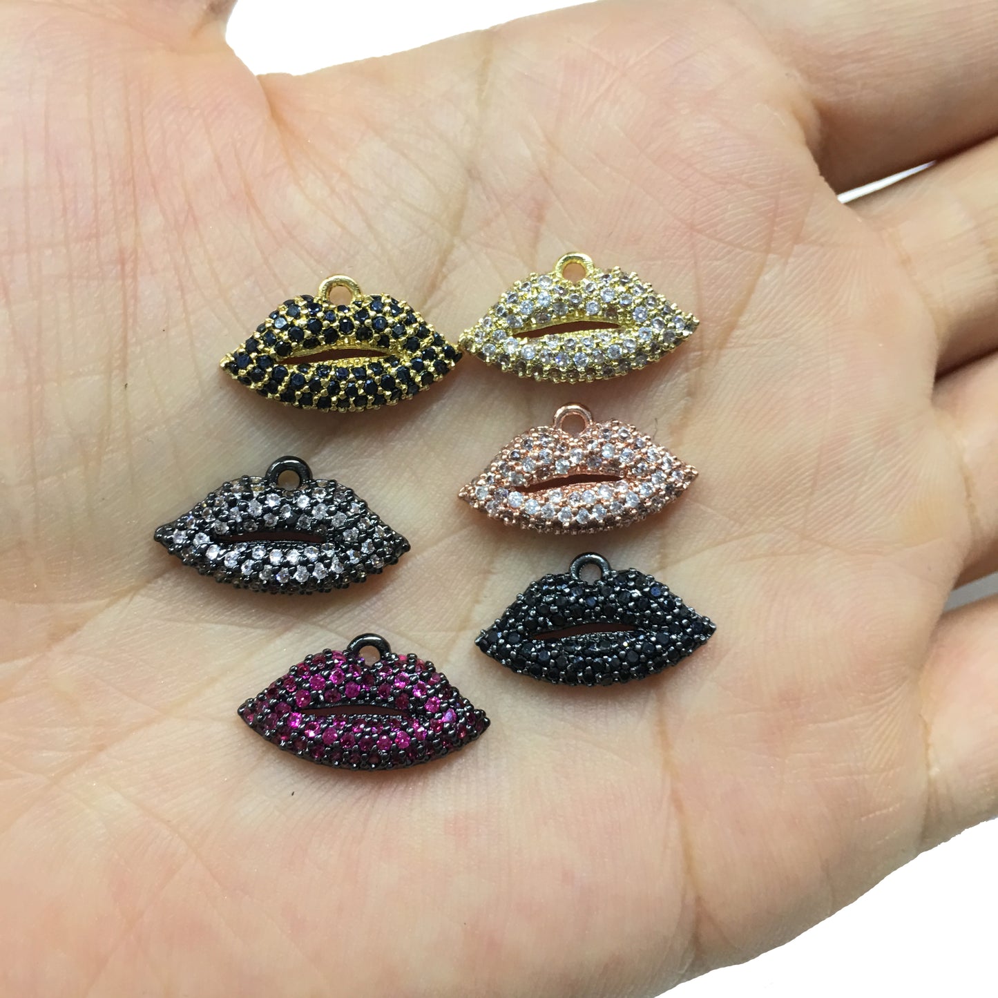 1PCS Brass Cubic Zirconia Lip Pandant