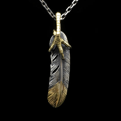 Right Eagle Claw Feather Retro 925 Silver Pendant Japan Takahashi Goro with Brass