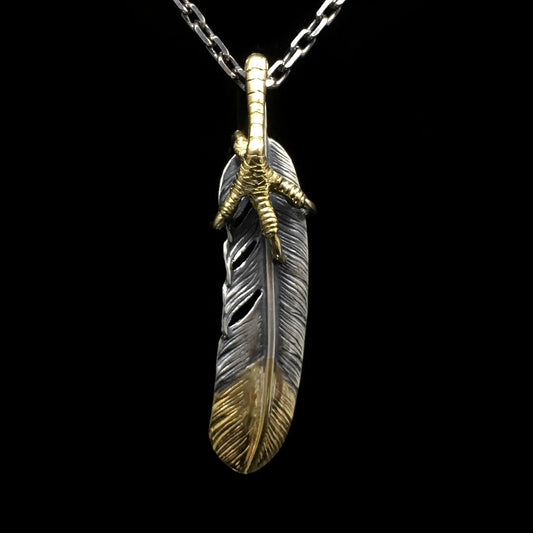 Right Eagle Claw Feather Retro 925 Silver Pendant Japan Takahashi Goro with Brass