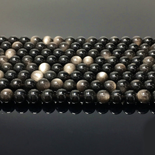 Higher Quality Silver Obsidian Round Beads