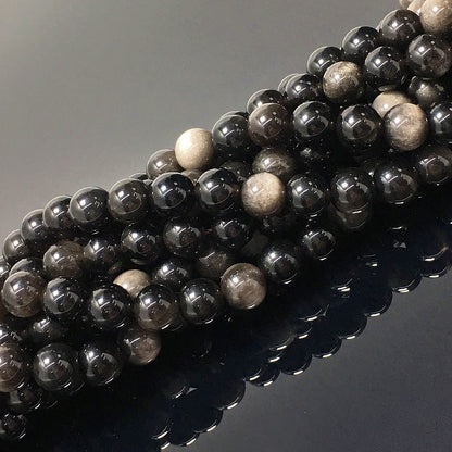 Higher Quality Silver Obsidian Round Beads