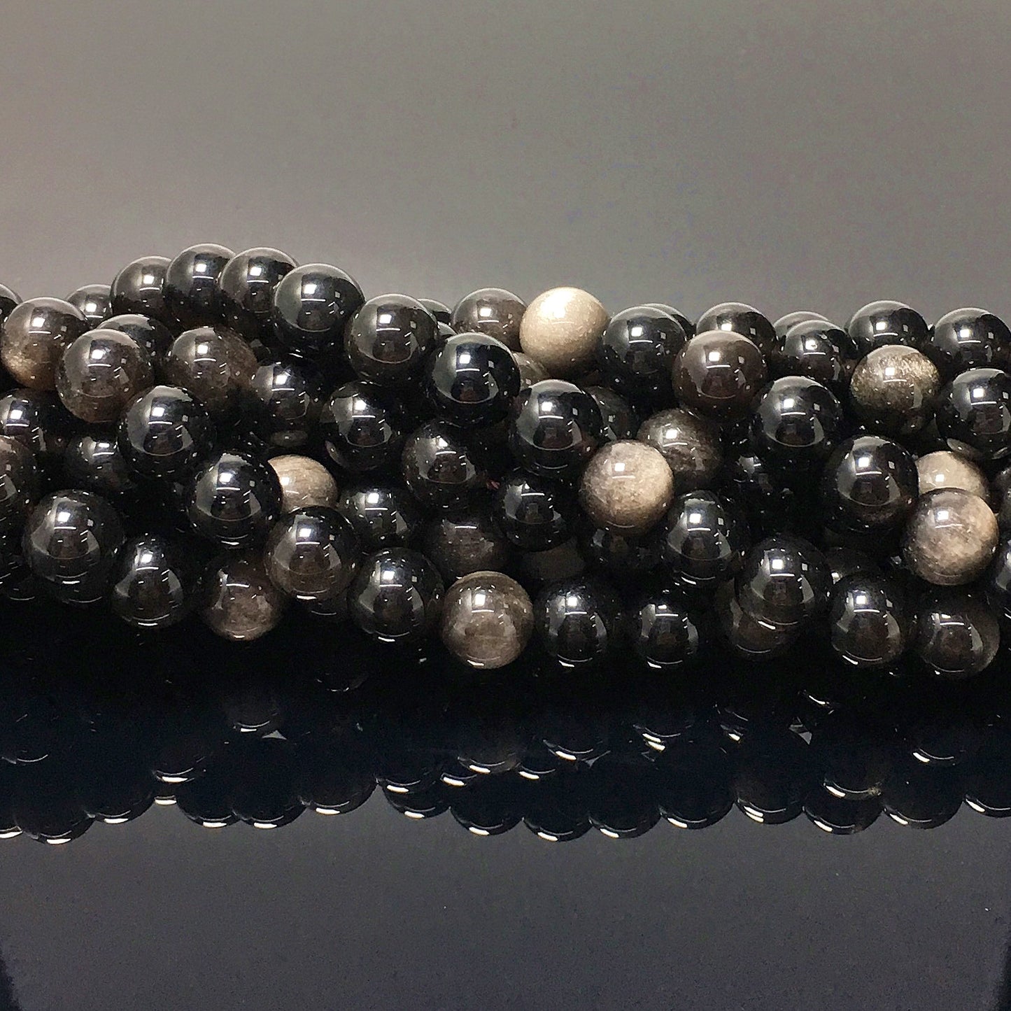 Higher Quality Silver Obsidian Round Beads