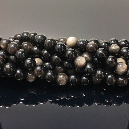 Higher Quality Silver Obsidian Round Beads