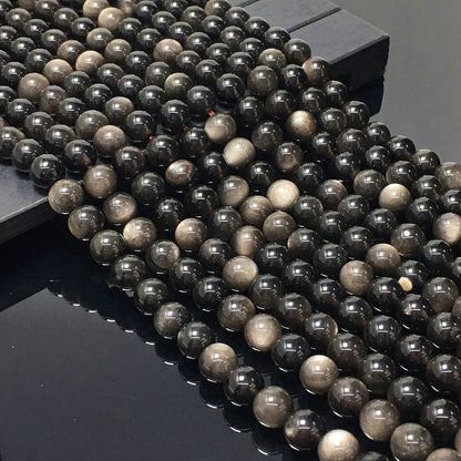 Higher Quality Silver Obsidian Round Beads