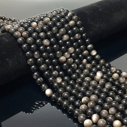 Higher Quality Silver Obsidian Round Beads