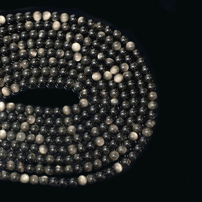 Higher Quality Silver Obsidian Round Beads