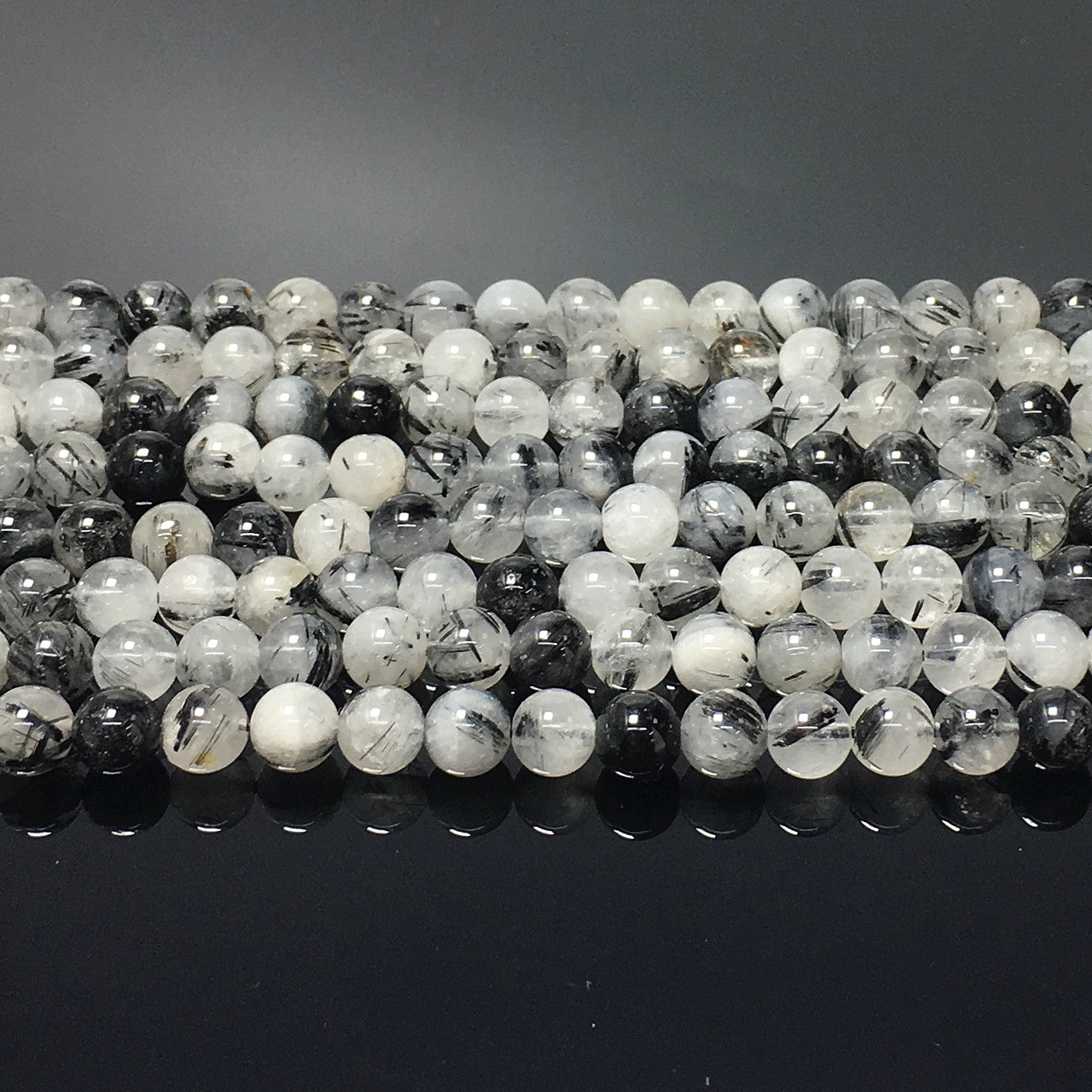 Higher Quality Black Tourmalited Quartz Round Beads