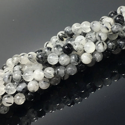 Higher Quality Black Tourmalited Quartz Round Beads