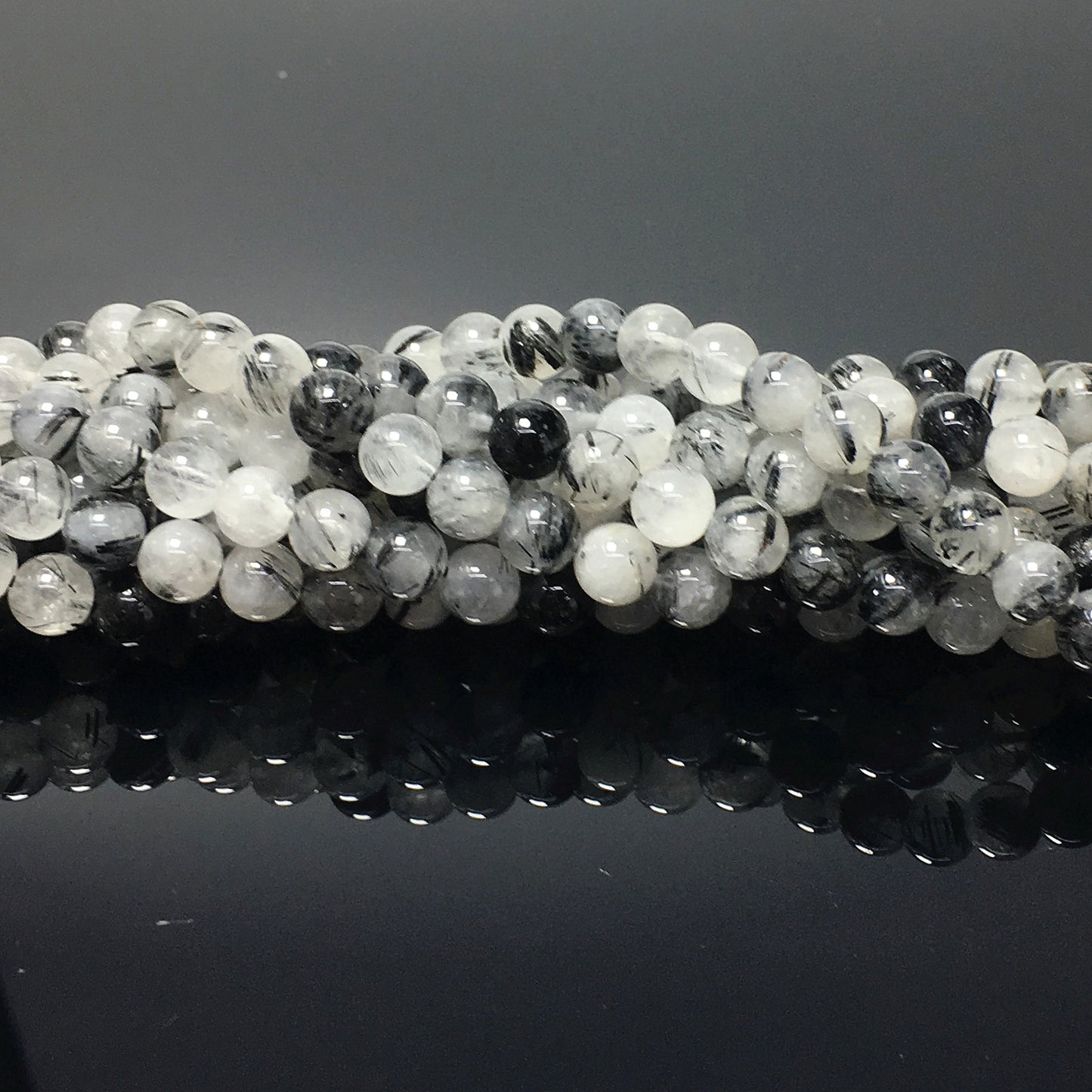 Higher Quality Black Tourmalited Quartz Round Beads