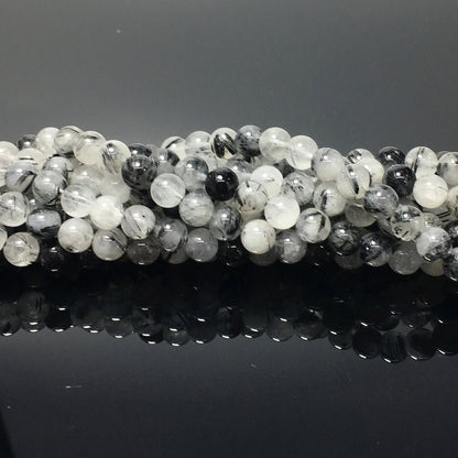 Higher Quality Black Tourmalited Quartz Round Beads