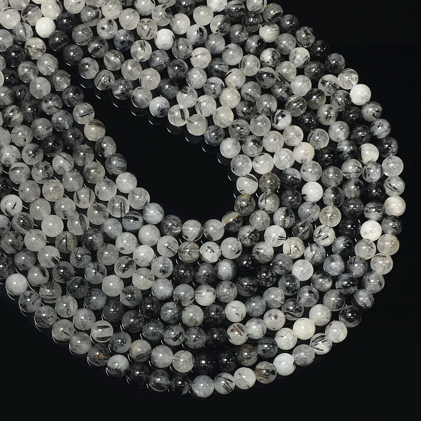 Higher Quality Black Tourmalited Quartz Round Beads