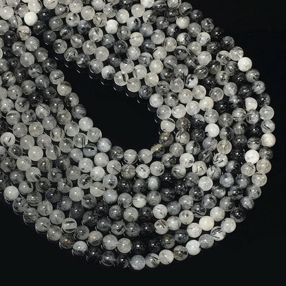 Higher Quality Black Tourmalited Quartz Round Beads