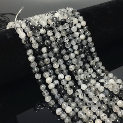 Higher Quality Black Tourmalited Quartz Round Beads