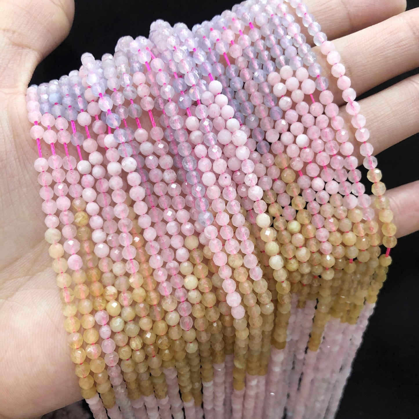 Tiny Round Faceted Gradation Beads