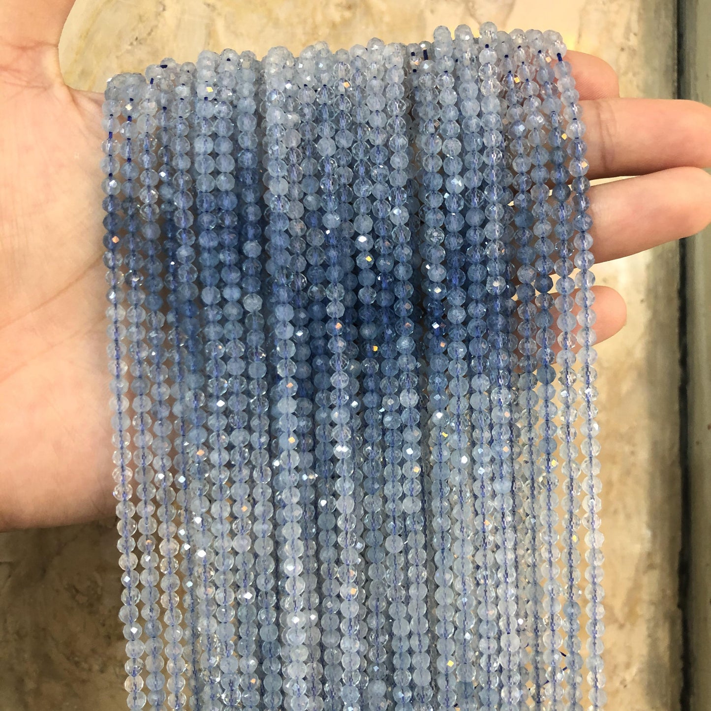 Tiny Round Faceted Gradation Beads