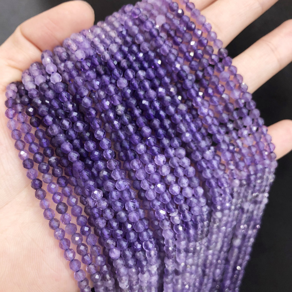 Tiny Round Faceted Gradation Beads