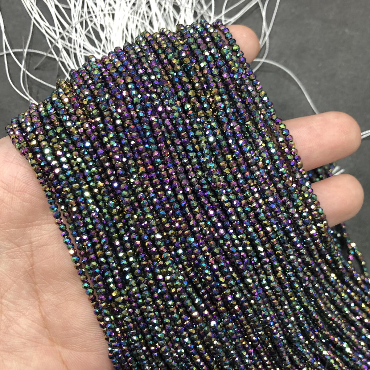 2mm Faceted Round Hematite Beads