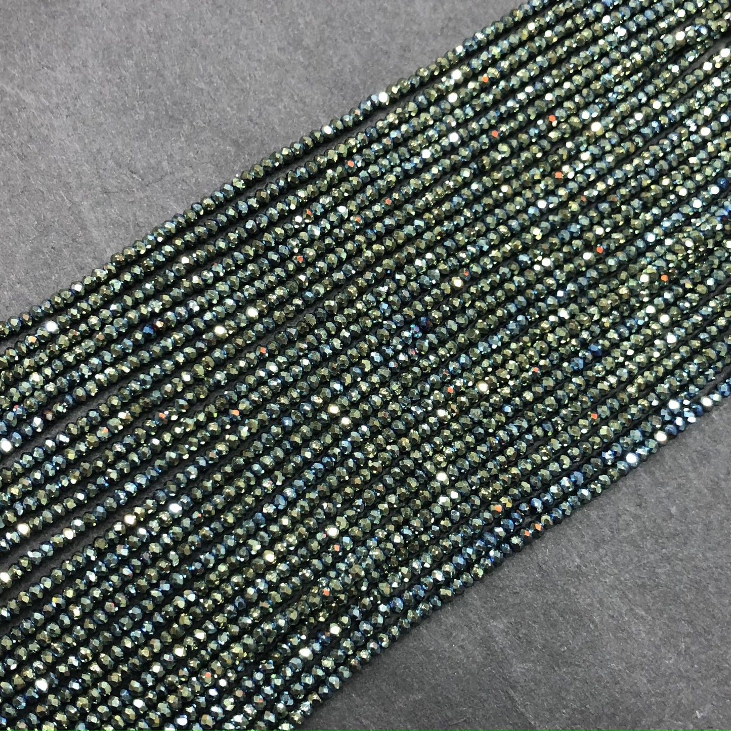 Tiny Faceted Rondelle Hematite Beads
