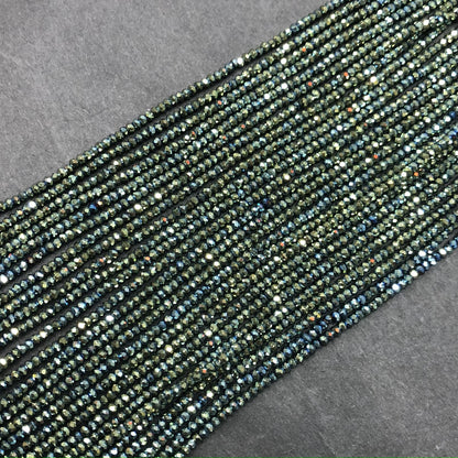 Tiny Faceted Rondelle Hematite Beads