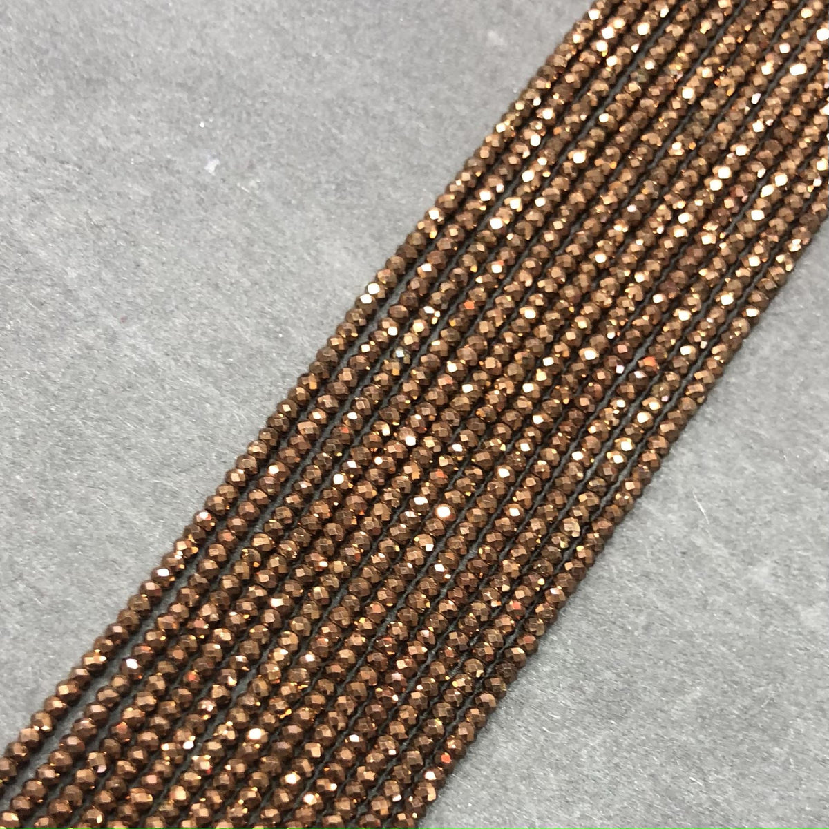 Tiny Faceted Rondelle Hematite Beads