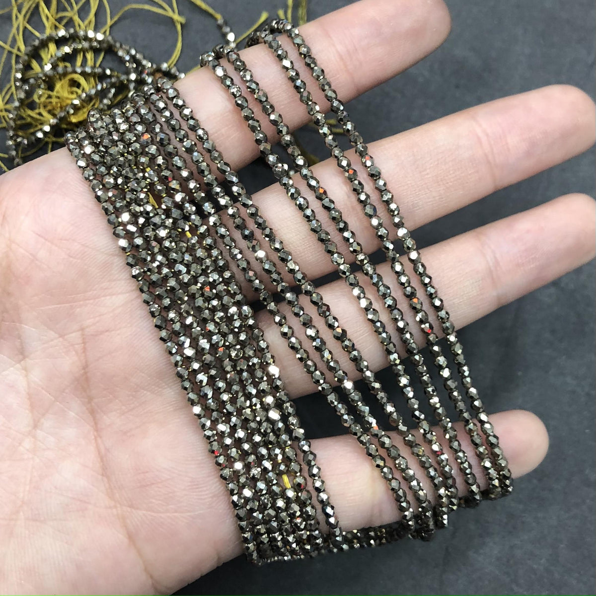 2mm Faceted Round Hematite Beads