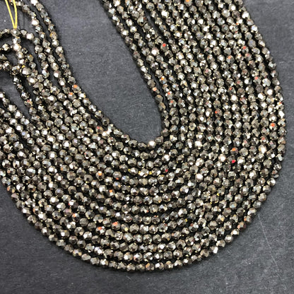 2mm Faceted Round Hematite Beads