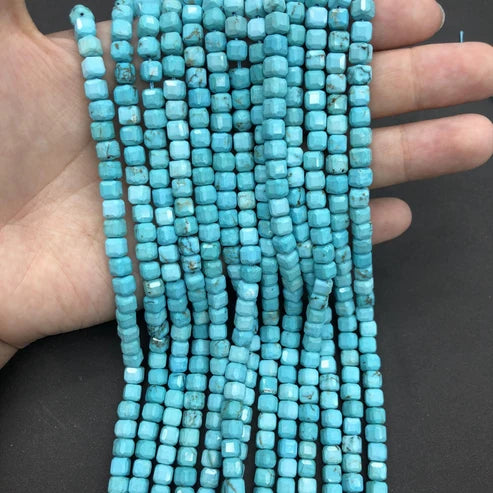 Cube Blue Turquoise Beads
