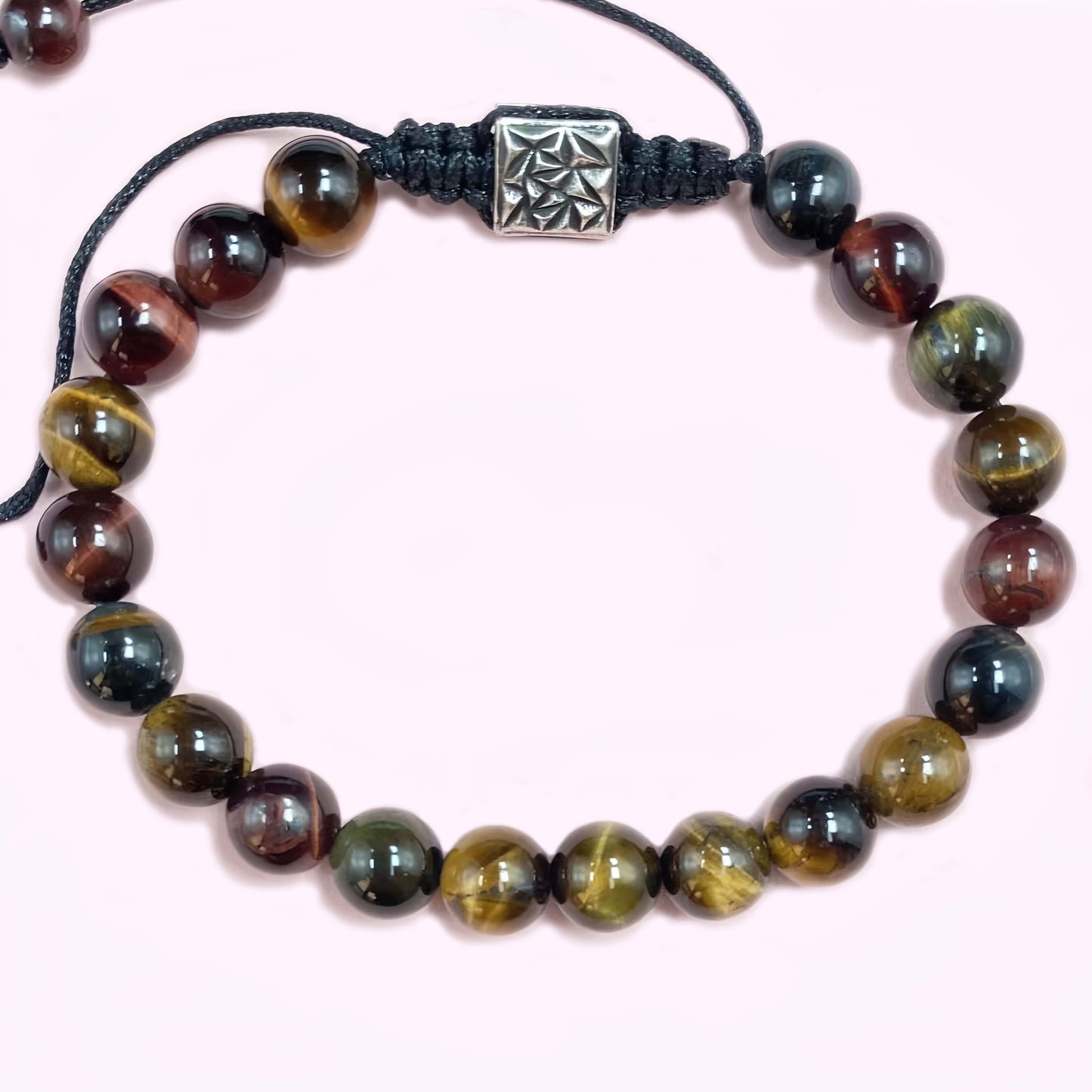 Colorful Tigers Eye Braided Rope Crystal Bracelet for Strenght and Power