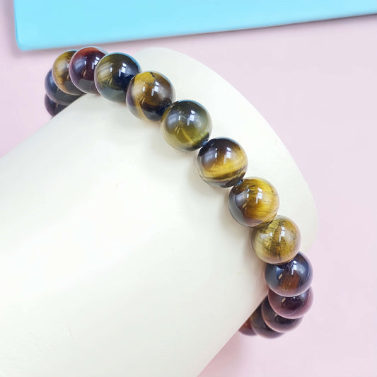 Colorful Tigers Eye Braided Rope Crystal Bracelet for Strenght and Power