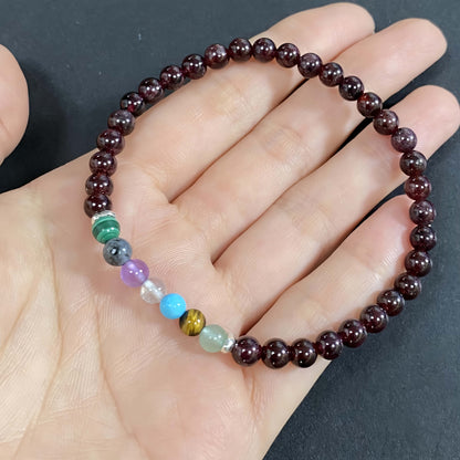 Garnet Seven Chakra Crystal Bracelet