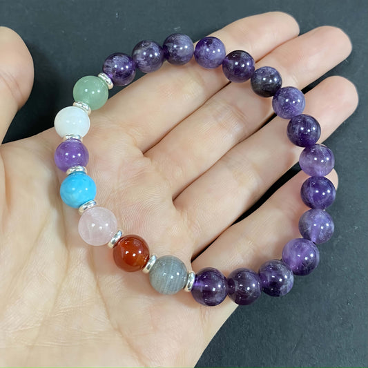 Amethyst Seven Chakra Crystal Bracelets