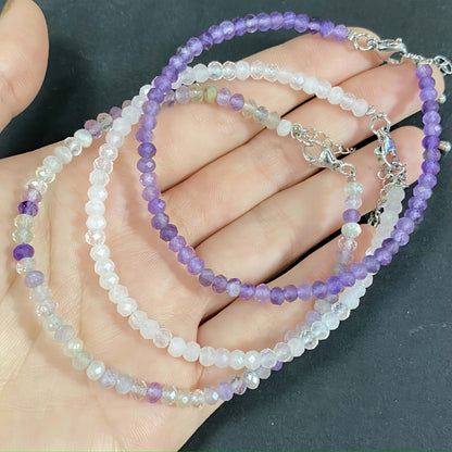 Faceted Triple Amethyst Crystal Bracelet for Love and Relationship