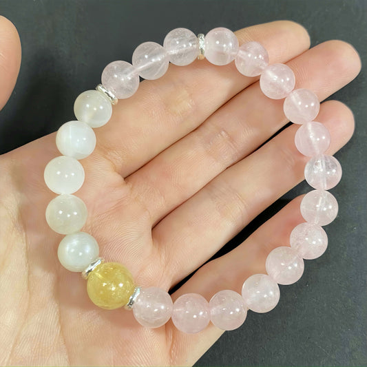 Multi Rose Quartz Crystal Bracelet for Love and Relationship