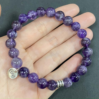 Natural Amethyst Crystal Bracelet for Love and Relationship