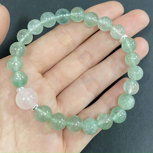 Green Strawberry Quartz Crystal Bracelet for Love and Relationship