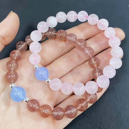 Double Strawberry Quartz Crystal Bracelet for Love and Relationship