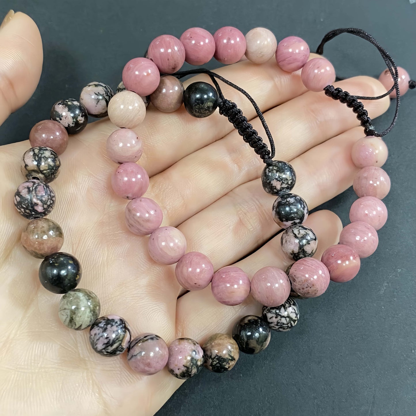 Double Rhodonite Crystal Bracelet for Love and Relationship