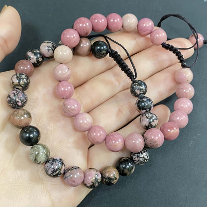 Double Rhodonite Crystal Bracelet for Love and Relationship