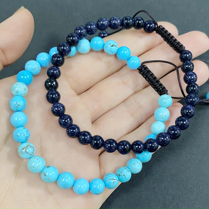 Double Strand Turquoise Improve Sleep Crystal Braided Rope Bracelet