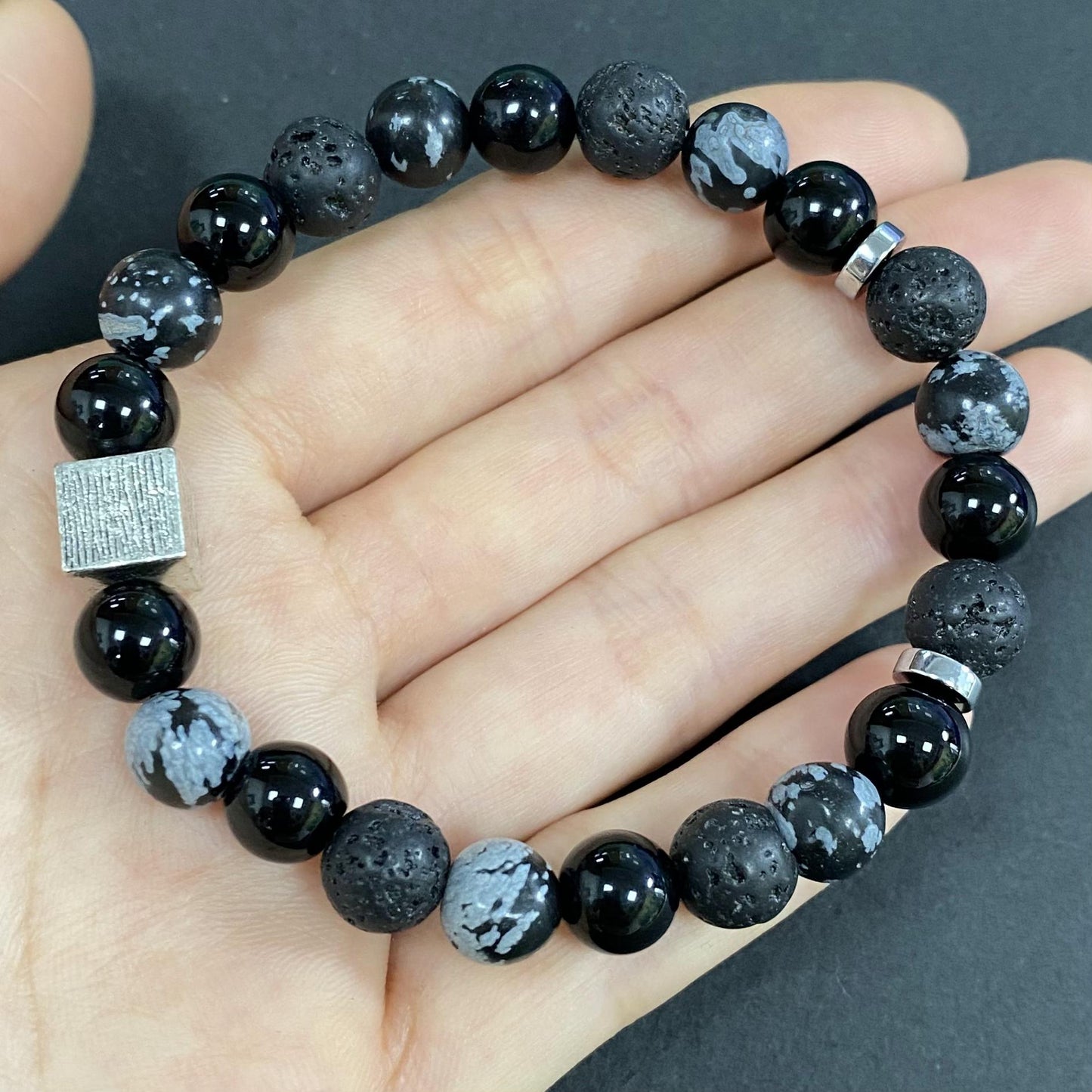 Triple Onyx for Protection and Apotropaic Crystal Bracelet