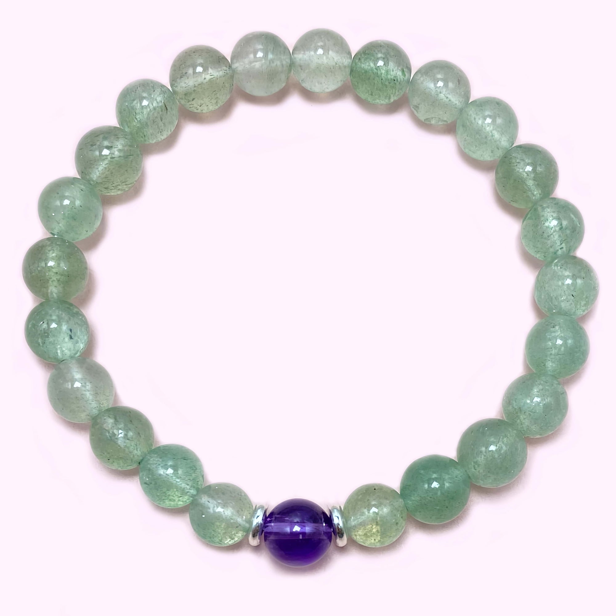 Green Strawberry Quartz to Improve Body and Health Crystal  Bracelet