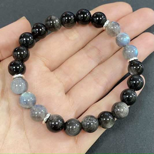 Labradorite Obsidian for Protection and Apotropaic Crystal Bracelet