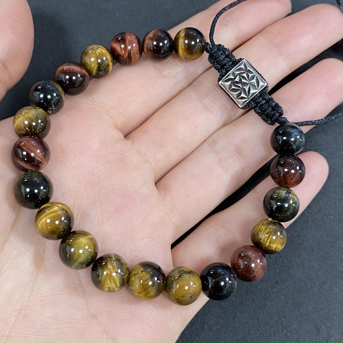Colorful Tigers Eye Braided Rope Crystal Bracelet for Strenght and Power