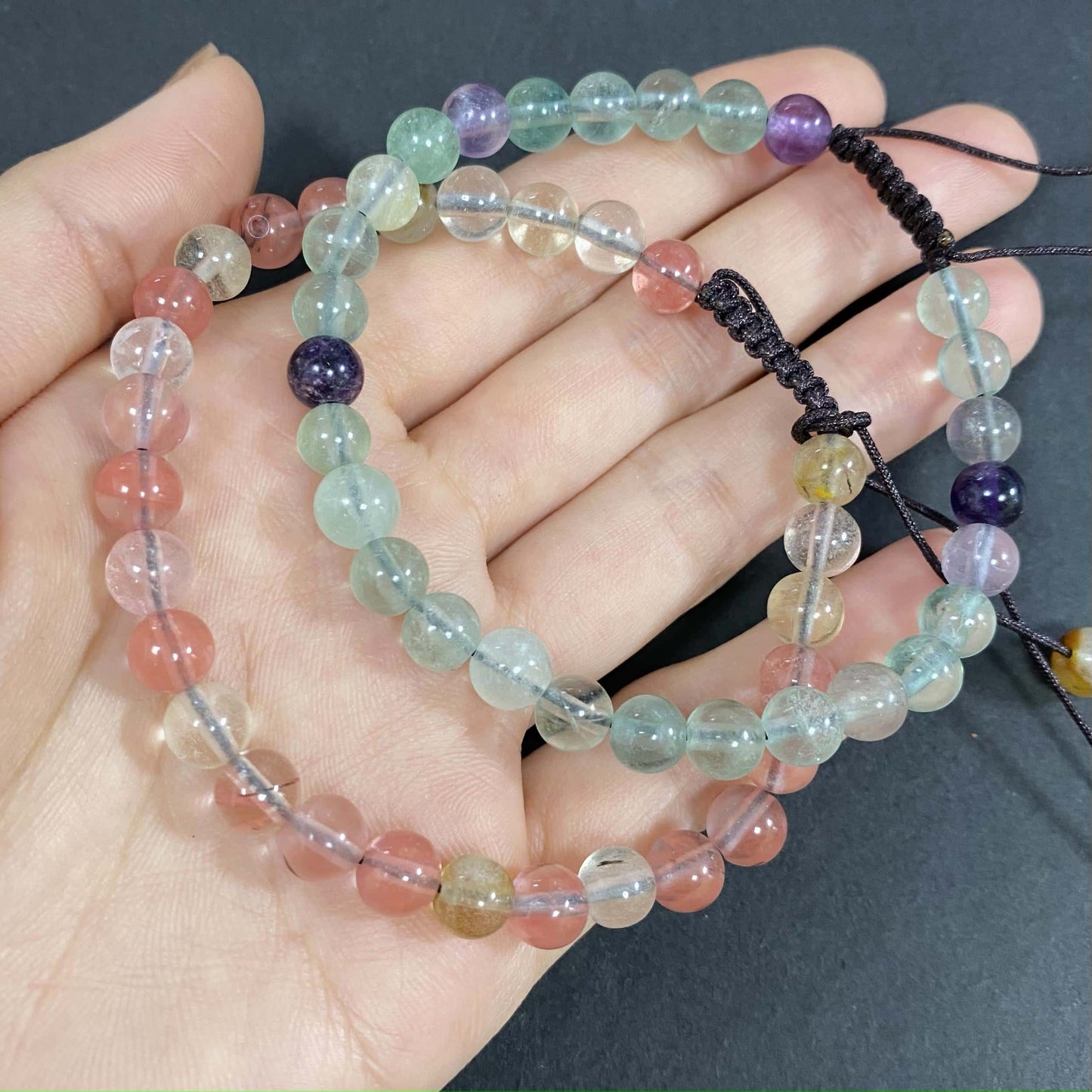 Double Strand Cherry Quartz to Help Lower Stress & Anxiety Level Crystal Bracelet