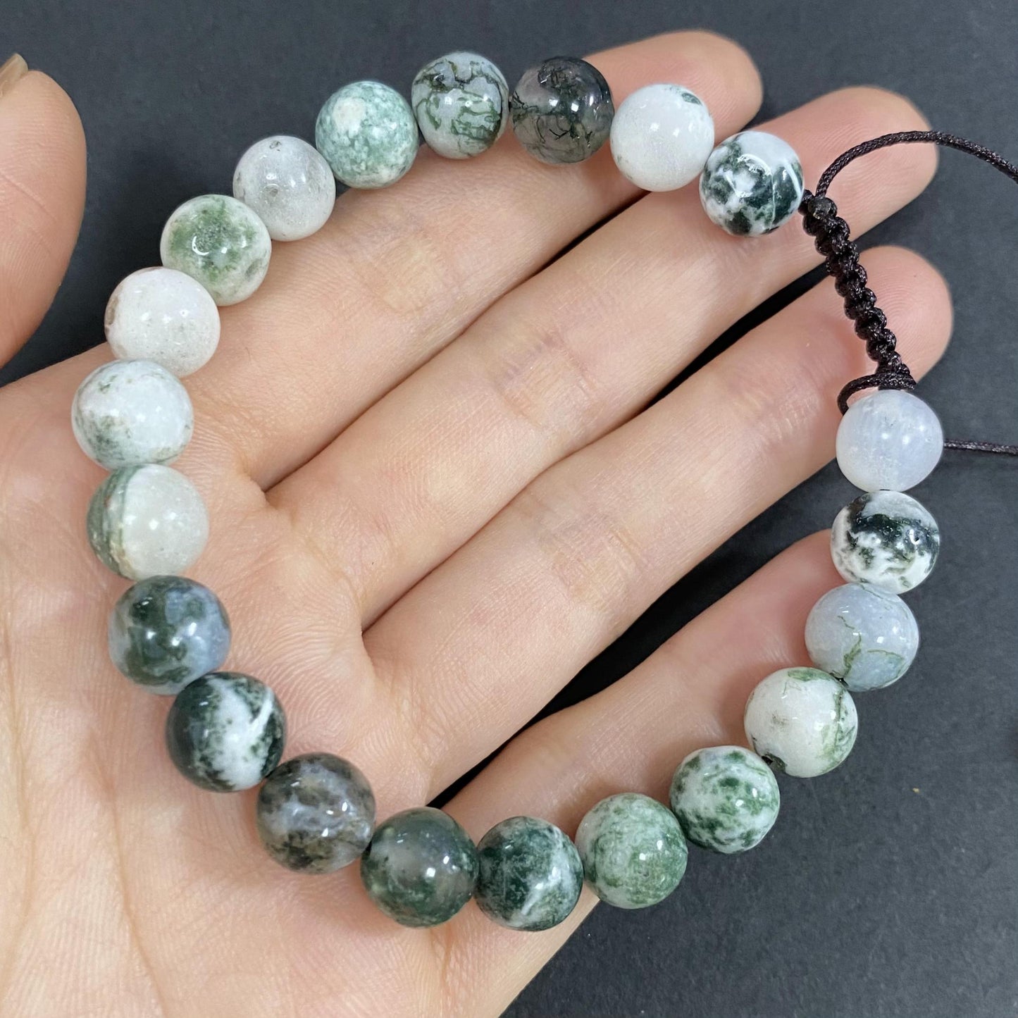 Moss Agate to Help Lower Stress & Anxiety Level Braided Rope Crystal Bracelet