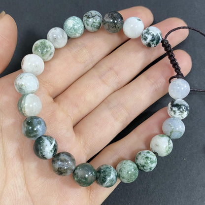 Moss Agate to Help Lower Stress & Anxiety Level Braided Rope Crystal Bracelet