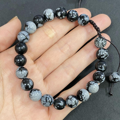 Snow Flake Obsidian with Tigers Eye for Protection and Apotropaic Crystal Bracelet