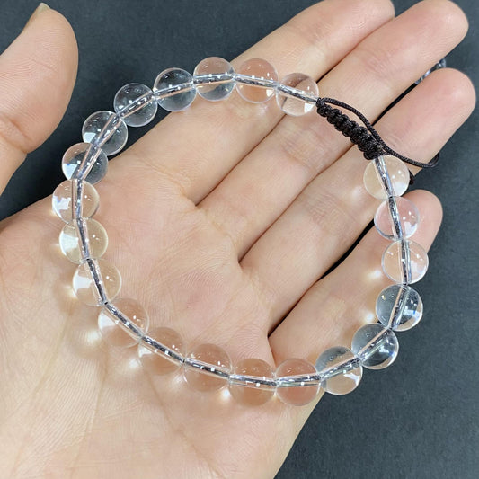Natural Clear Quartz to Help Lower Stress and Anxiety Level Briaded Rope Crystal Bracelet