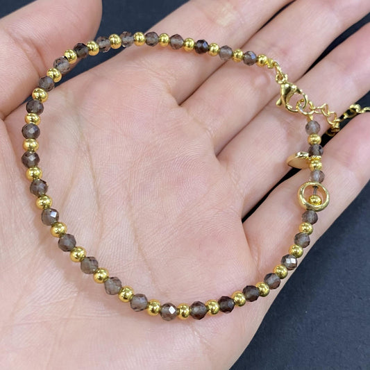 Smoky Quartz Linked Crystal Bracelet for Focus and Concentration