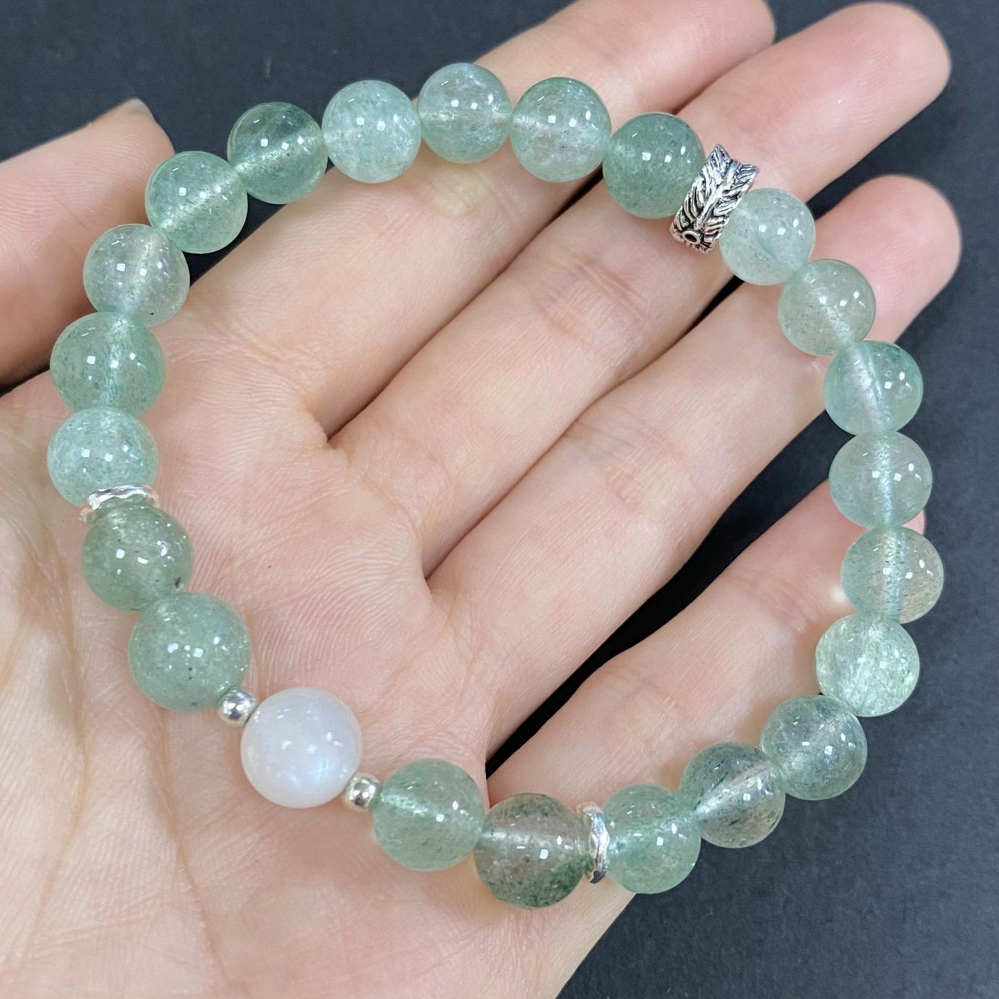 Natural Green Strawberry Quartz to Improve Body and Health Crystal  Bracelet